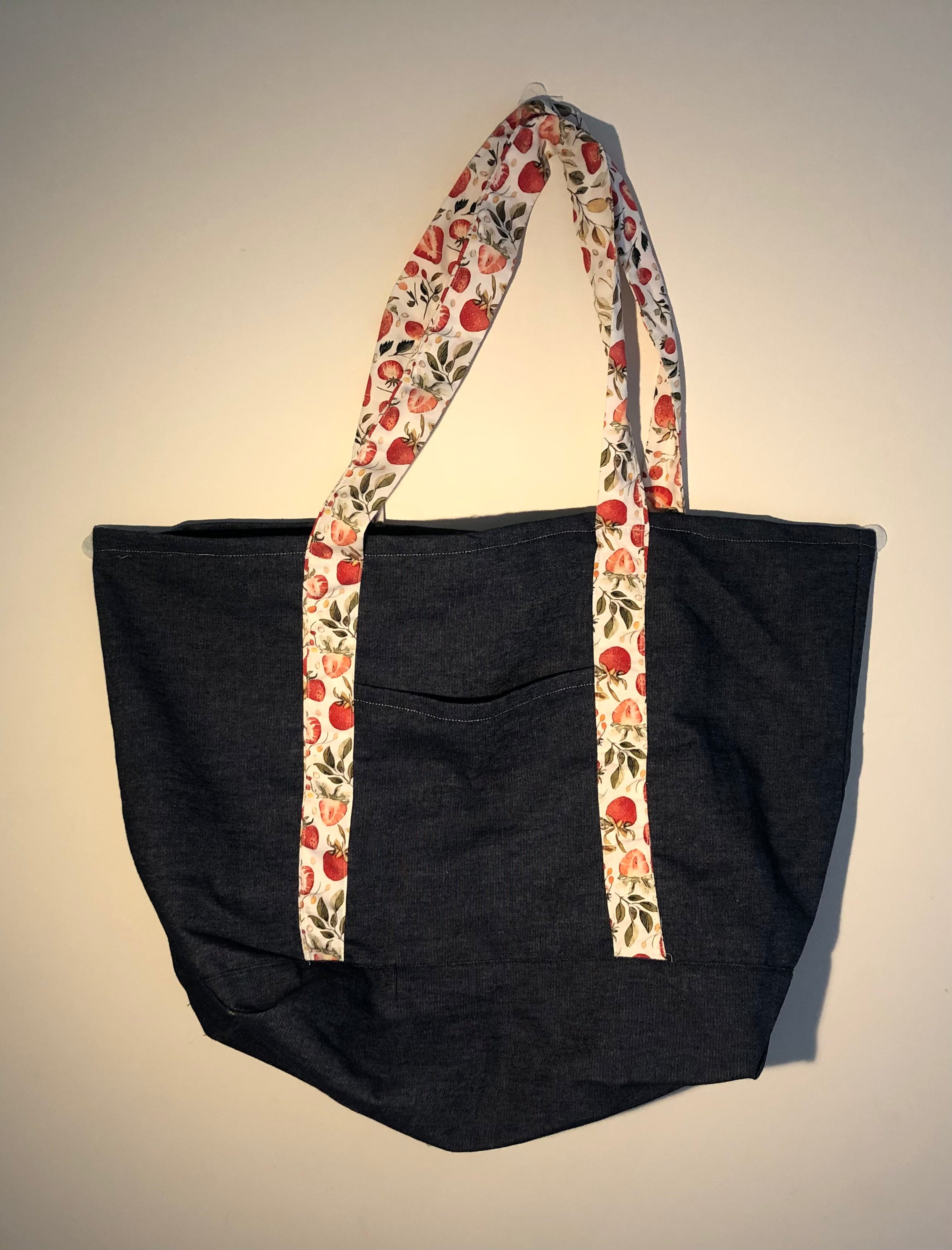 Strawberry Denim Tote Bag